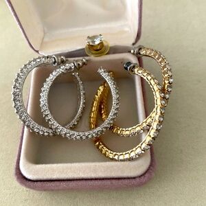 Set/2 Cubic Zirconia Hoop Earrings